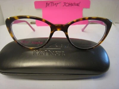 BETSEY JOHNSON 女士演示眼镜 DOLLY TORTOISE 52-19-135 毫米 38V 带 Gen 保护壳 — 第 1/4 张图片