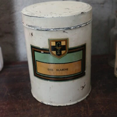 ancienne boite en tole vide medicament medecine pharmacie CIRE BLANCHE - Photo 1/4