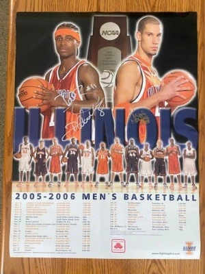 AUTOGRAPHED DEE DERON KENNY BATTLE ILLINOIS FIGHTING ILLINI BASKETBALL POSTER  - Image 1 of 4