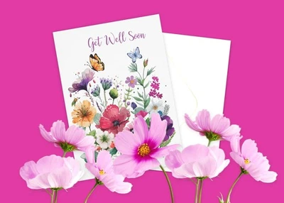 Wild Cards B14507 S Flower Get Well Note Envelopes Thoughtful Card - Image 1 of 2