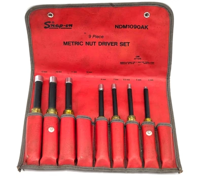 Juego de 9 destornilladores de tuercas métricas con mango amarillo Snap-On EE. UU. de 4 mm a 13 mm NDM1090AK -2 Foto 1 de 4