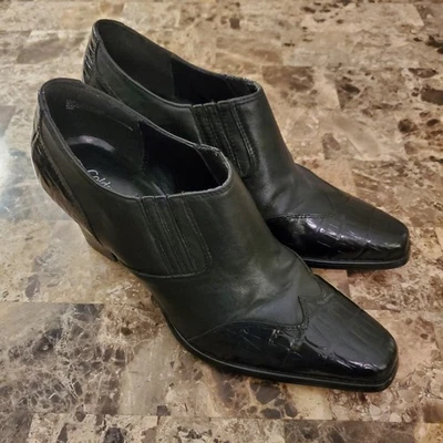 Coldwater Creek sz 7.5 Cowgirl Western Ankle Booties Woman Black classic Bootie - Image 1 of 4