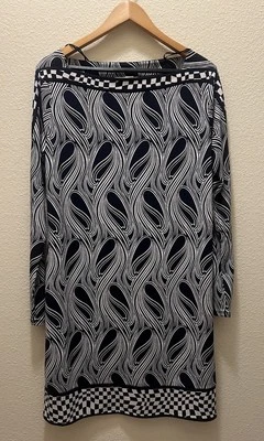 Vestido recto Michael Kors para mujer azul marino blanco manga larga elástico talla XL Foto 1 de 4
