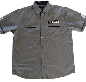 Jim Beam Mechanic Shirt Gray Embroidered Logo Short Sleeve Button Up Mens XL - Picture 1 of 10