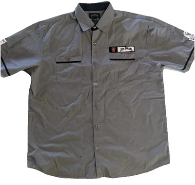 Jim Beam Mechanic Shirt Gray Embroidered Logo Short Sleeve Button Up Mens XL - Image 1 of 4