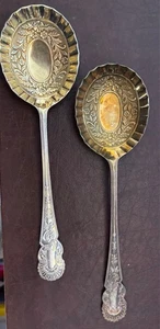 Vintage COOPER BROS England Silverplate Flatware Gold Wash 8" Serving Spoons - Picture 1 of 2