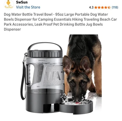 Portable Dog Water Bottle with Bowl  BPA-Free, Leak-Proof, 2-in-1 Design  - Image 1 of 4