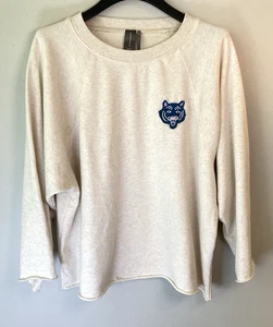 Anthropologie Sweatshirt Rundhals Tiger Liv Lee Cropped Cut Sleeve Hem Size L - Bild 1 von 15