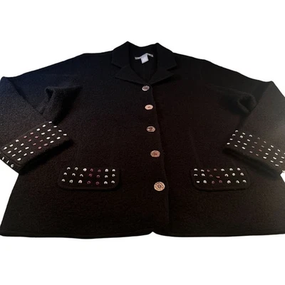 Jaqueta de lã Carroll Reed feminina blazer feltrado bolso texturizado cardigã manga comprida - Imagem 1 de 4