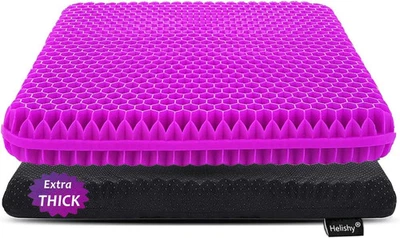 Cojín de asiento de gel extra grueso para silla de ruedas, oficina, hogar, coche - violeta Foto 1 de 4