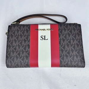 Michael Kors Jet Set Travel Large Double Zip Wallet Center Stripe MK Brown - Bild 1 von 10