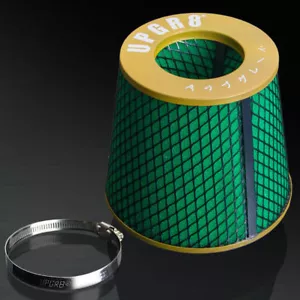 UPGR8 Universal 3.5'' Inlet Super High Dry Flow Air Filter Intake Cone Mat Gold - Foto 1 di 1