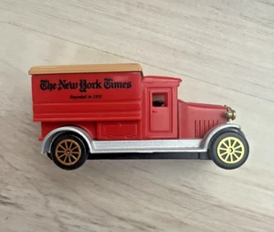 Vintage Red NEW YORK TIMES Founded In 1951 Red Tan Gray Gold Diecast Truck - Picture 1 of 2