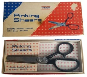 70's Chrome 7 Inch Pinking Shears With Ball Bearing Item.931 Japan Original Box - Picture 1 of 9