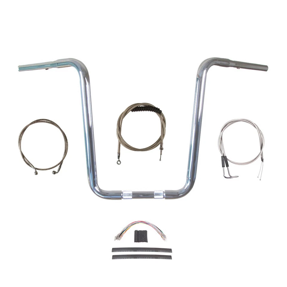 Kit de manillar Ape Hanger 2007-2010 Harley Softail 1 1/4" cromado estrecho 16" Foto 1 de 2