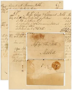 1813 LETTER GB to MALTA THOMAS NOBLE + FOREIGN DOUBLE RING - Picture 1 of 5