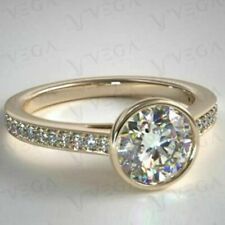 Solid 14K Yellow Gold UK Certified 2.16carat Round Cut Moissanite Wedding Ring