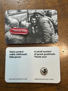 Thank You Lapel pin on card WWII Liberation of PilsenCzech Republic 2025 - Picture 1 of 1