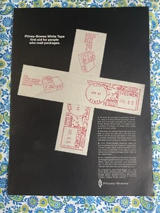 Vintage 1969 Pitney Bowes Postage Meter Postage Tape Print Ad -Ad Only - Picture 1 of 7