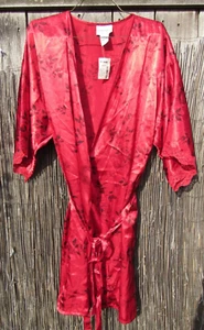Fashion Bug Women's Red Floral Silk Wrap Around Kimono / Robe Sz Plus Sz. 18/20 - Picture 1 of 7
