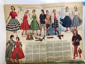 1955 Catalog Page MCM Dresses Skirt Color Examples Deb Teen Scoops Sets 2 Page - Picture 1 of 3