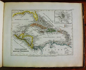 1849 MEYER'S ZEITUNGS-ATLAS=GEOGRAPHICAL MAP:WEST INDIE-MITTEL O CENTRO AMERICA - Bild 1 von 1
