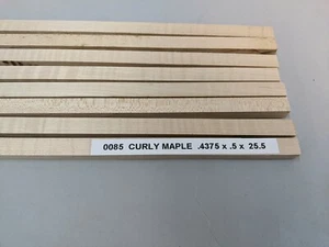 Curly maple 8pcs 7/16" x 1/2" x 25-1/2". S4S craft sticks, project wood exotic  - Picture 1 of 5