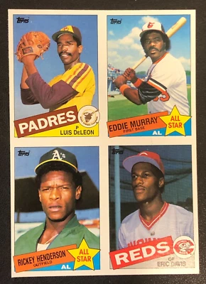 Béisbol Henderson Davis 1985 Topps ¡RARO! Hoja de panel de 4 tarjetas coleccionables sin cortar Foto 1 de 2