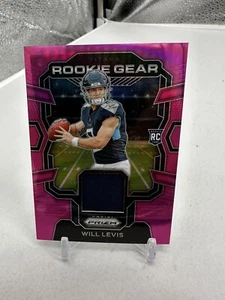 2023 PANINI PRIZM WILL LEVIS ROOKIE GEAR RELIC PINK HOLO TITANS ROOKIE CARD RC - Picture 1 of 2