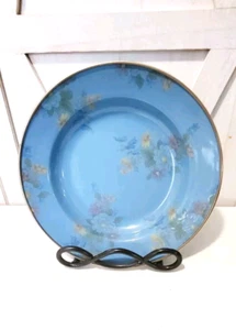 Vintage MacKenzie Childs Camp Blue Floral Enamel Bowl 9" Victoria And Richard - Picture 1 of 5