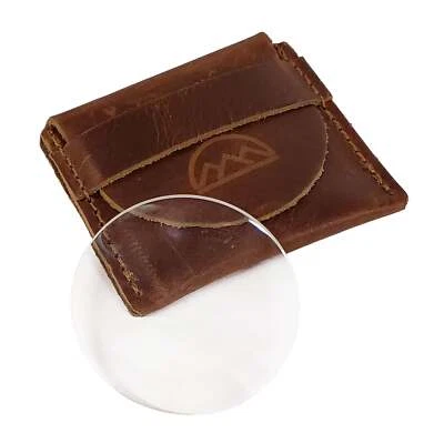 COOPERS BAY OUTDOORS Pocket Magnifying Lens in Leather Carry Pouch for Fire Making, Tracking, Plant I