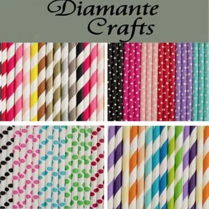 25 Paper Drinking Straws - Stripes- Spots - Retro Choose from 32 Designs - Picture 1 of 30