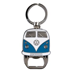 Air Cooled VW Bus Keyring with Bottle Opener Blue
