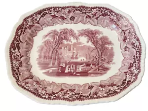 Plato rojo Masons Vista England Ironstone China parque escénico rectangular 19"x15" - Imagen 1 de 6