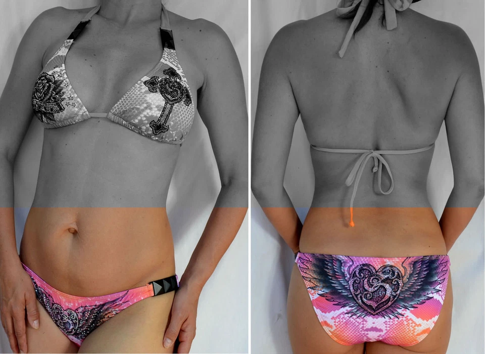 Sinful by Affliction NEON - 女式泳装比基尼橙色/粉红色 - 仅底部 — 第 1/1 张图片