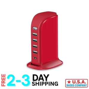 40W USB Charger Station - 6 Ports with Type C Fast Charging & Smart Protection - Picture 1 of 9