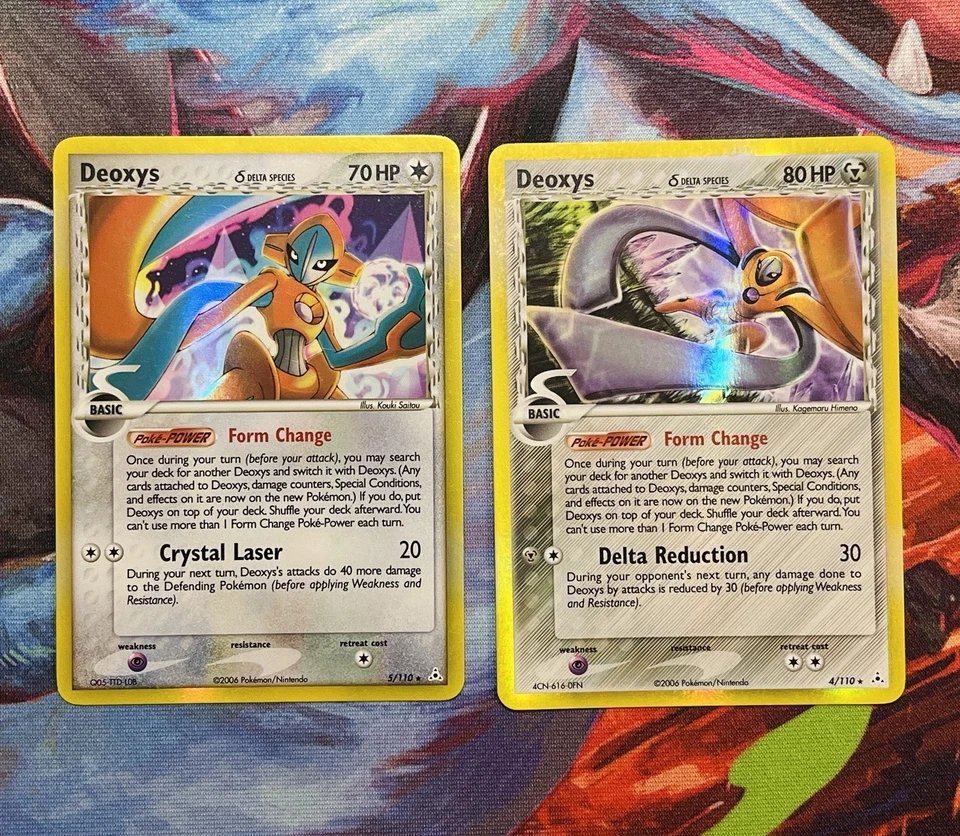 Lote Deoxys 5/110 & 4/110 EX Holon Phantoms Holo raro 2006 Pokemon TCG quase perfeito - Imagem 1 de 2
