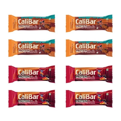 CaliBar Protein Bar Pack of 8 | Berry Almond + Coffee, Gluten-Free, No Sugar - Изображение 1 из 4