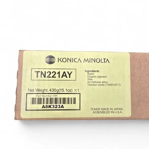 Konica Minolta TN221AY Yellow Toner For Bizhub C227, C287 Printers - Picture 1 of 5