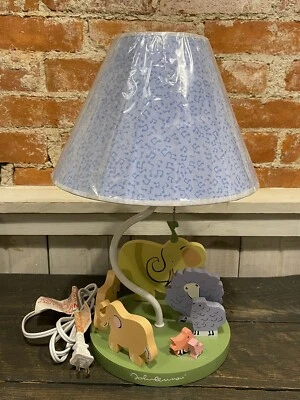 Carters John Lennon Baby Nursery Lamp w/ Original Shade Animals Zoo Dark Pastel Foto 1 de 4