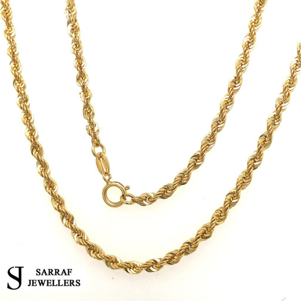 Gold Rope Chain Bracelet 375 9ct Mens 