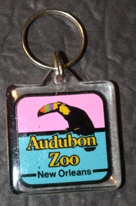 VINTAGE, "AUDUBON ZOO," New Orleans Multi-Color, Logo Keychain (1.5" Square) New - Picture 1 of 3
