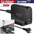 200w Gan Fast Charging 6 Ports Qc Pd Usb Type C Wall Charger For Iphone Laptop