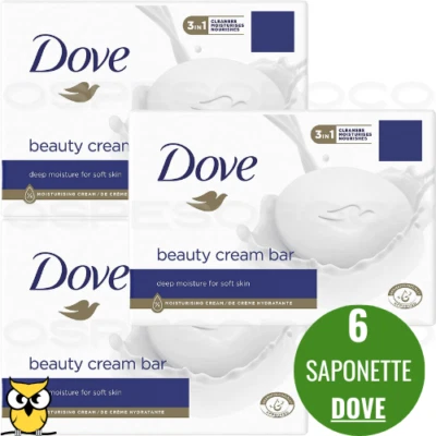 DOVE 6 SAPONETTE DA 90GR ORIGINAL BEAUTY  SAPONE SOLIDO ¼ DI CREMA IDRATANTE - Immagine 1 di 4