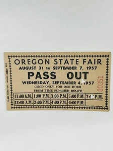 Tarjeta perforada vintage de boleto de la Feria Estatal de Oregón 1957 - Imagen 1 de 4