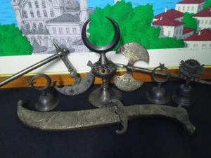 Alam, Crescent alem STYLE Brass. Ottoman Turkish Set. 7 Pcs home, office decor - Picture 1 of 8