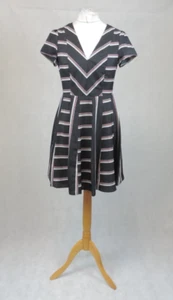 Oasis Black Red White Geometric Striped Size 12 Uk Rrp £45 CR028 AA 14 - Picture 1 of 6