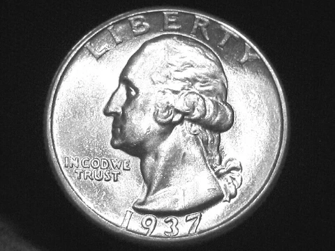 1937 Washington Quarter --- Almost Uncirculated +++ Looks BU ! Cover