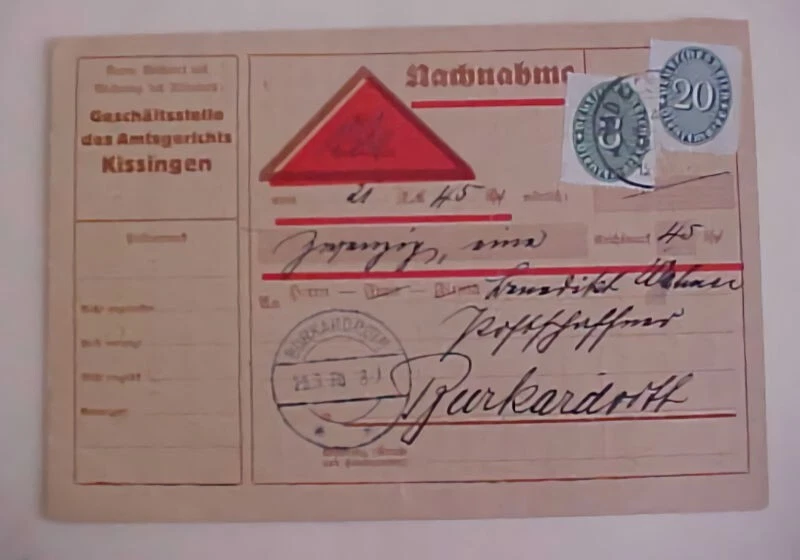 GERMAN  COD TRIANGLE #116B cat.$112.00 BAD KISSINGEN 1930 B/S BURKARDROTH - Image 1 of 1