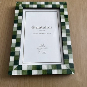 Marco de fotos Natalini 4 x 6 pulgadas hecho a mano en Italia - verde y blanco GRATIS RASTREADO48 - Imagen 1 de 8